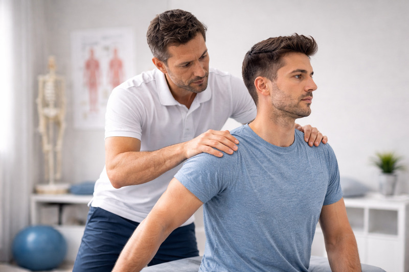 Fotorealistisk bild av axelbesvär vid rehabilitering